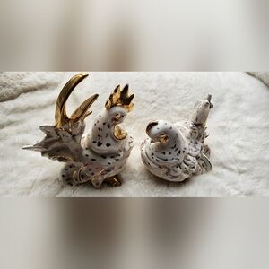 Vintage ceramic rooster and hen